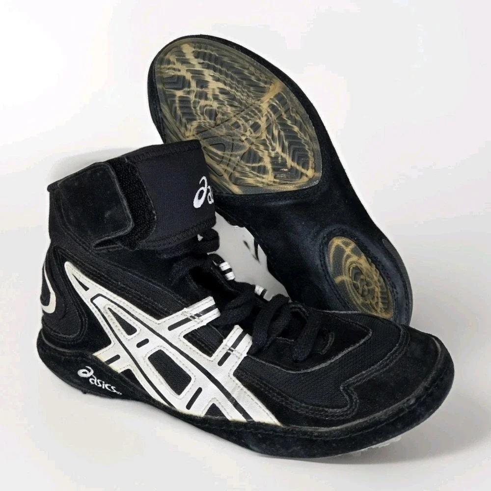 Asics Jackal Vintage Wrestling Shoes Men's Sz 8 RARE‎ P2 2003 Black Suede Boxing